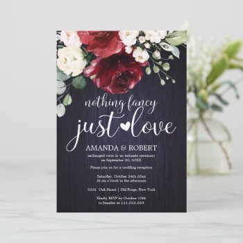 Nothing Fancy Just Love Rustic Wedding Invitations by LitleStarPaper at Zazzle
