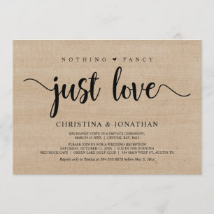 Nothing Fancy, Just Love, Rustic Wood, Elopement Invitation