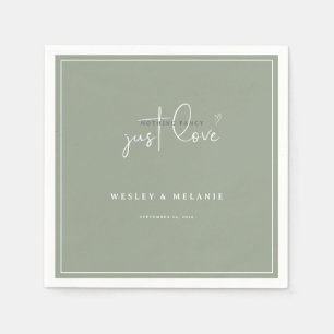 Nothing Fancy Just Love Sage Green Elegant Wedding Napkins