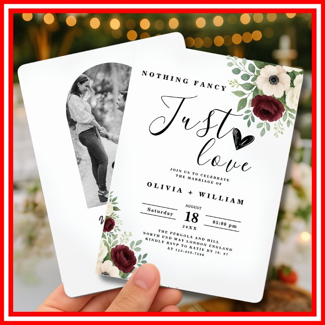 Nothing Fancy Just Love Sage Green PHOTO Wedding  Invitation (Creator Uploaded)