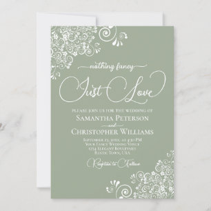 Nothing Fancy Just Love Sage Green Wedding Invitation