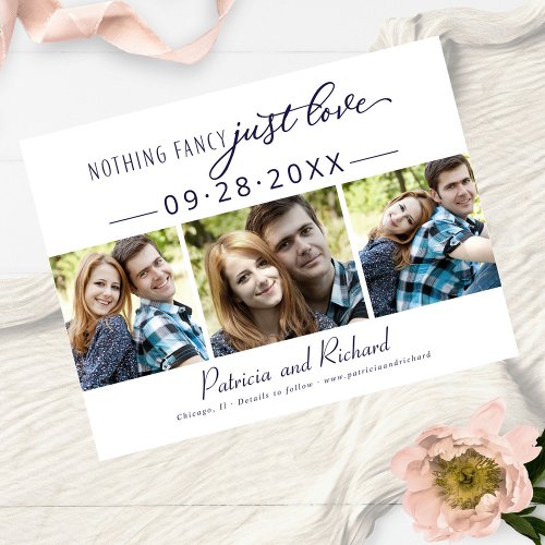 Nothing Fancy Just Love Save The Date 3 Photo Postcard