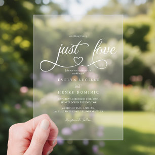 Nothing Fancy Just Love Script Heart Wedding Acrylic Invitations