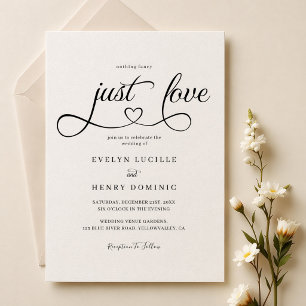 Nothing Fancy Just Love Script Heart Wedding Invitation