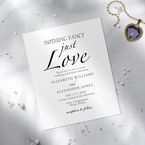Nothing Fancy Just Love Script Wedding Invitation