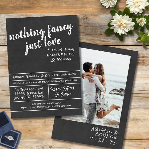 Nothing Fancy Just Love Simple Casual Chalkboard Invitation