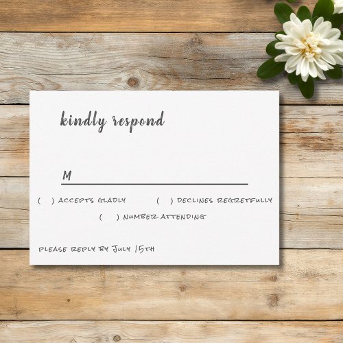 Nothing Fancy Just Love Simple Casual Chalkboard RSVP Card