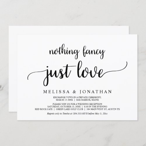 Nothing Fancy Just Love Simple Minimal Rustic Inv Invitation