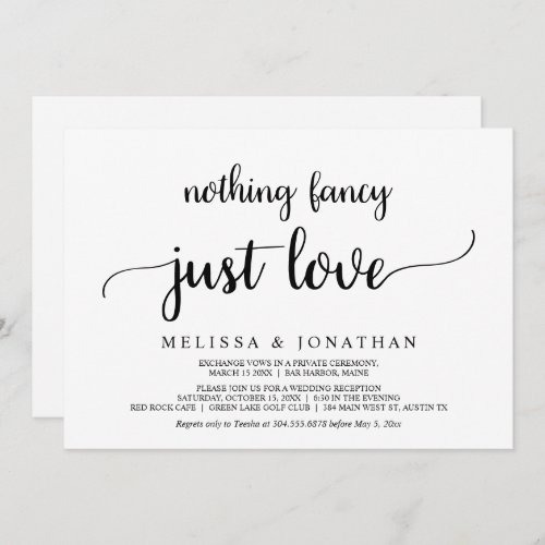 Nothing Fancy Just Love Simple Minimal Rustic Invitation