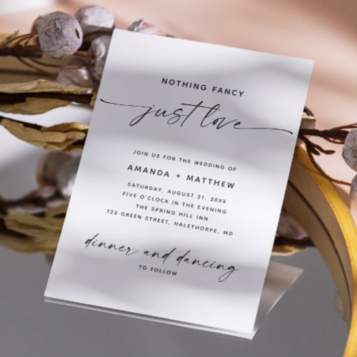 Nothing fancy just love simple minimalist wedding invitation