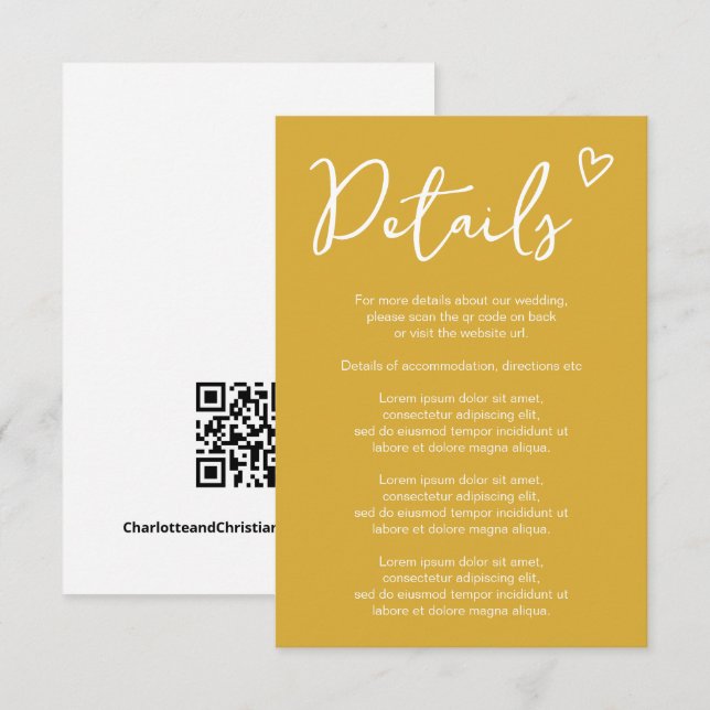 Nothing Fancy Just Love Simple QR Code Retro 70s Enclosure Card (Front/Back)