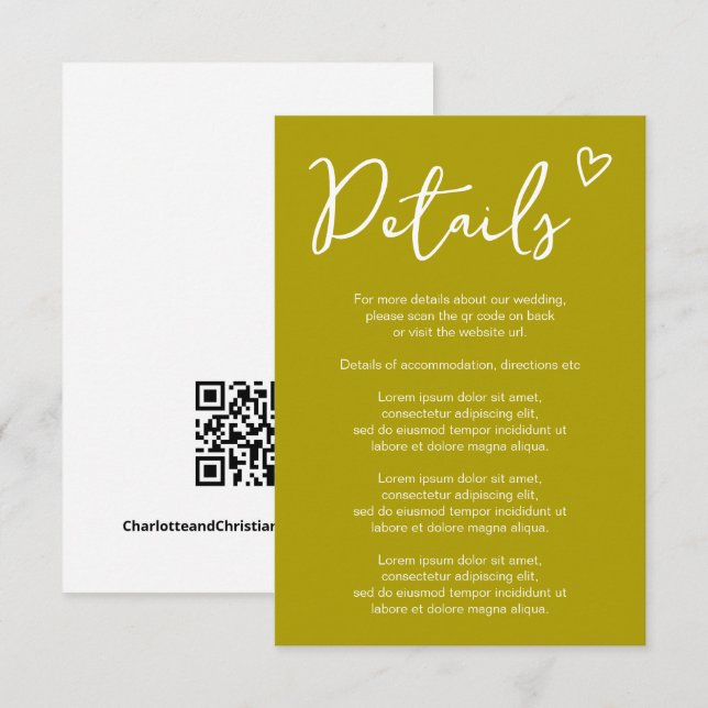 Nothing Fancy Just Love Simple QR Code Retro 70s Enclosure Card (Front/Back)