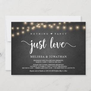 Nothing Fancy, Just Love, String Lights Elopement Invitation