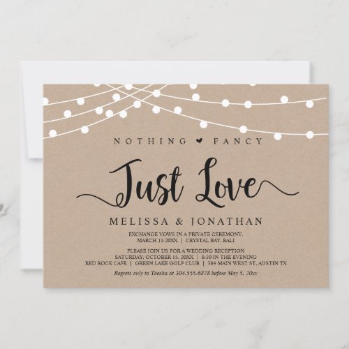 Nothing Fancy Just Love String Lights Elopement Invitation