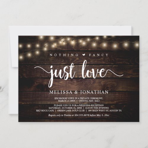 Nothing Fancy Just Love String Lights Elopement Invitation