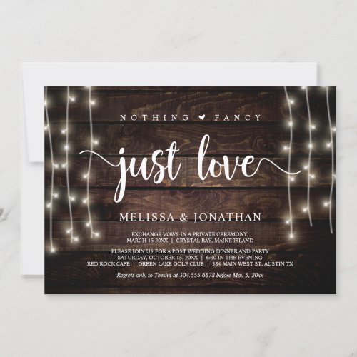 Nothing Fancy Just Love String Lights Elopement Invitation