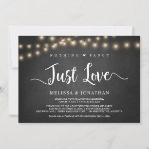 Nothing Fancy, Just Love, String Lights Elopement Invitation
