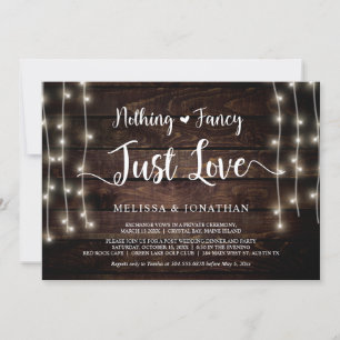 Nothing Fancy, Just Love, String Lights Elopement Invitation