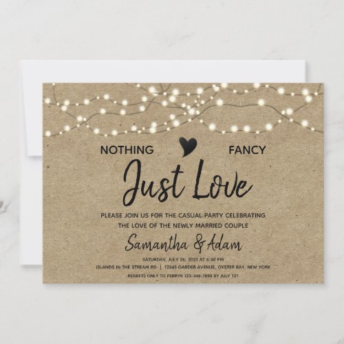 Nothing Fancy Just Love String Lights Kraft Paper Invitation