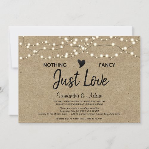 Nothing Fancy Just Love String Lights Kraft Paper Invitation