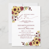 Nothing Fancy Just Love Sunflower Burgundy Wedding Invitation (Front)