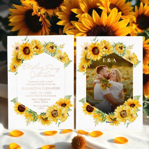Nothing Fancy Just Love Sunflower Wedding Real Foil Invitation