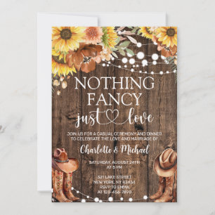 Nothing Fancy Just Love Sunflower Western Wedding Invitation