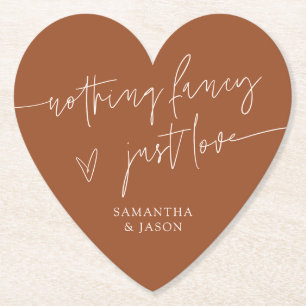 Nothing Fancy Just Love Terracotta Wedding Paper Coaster