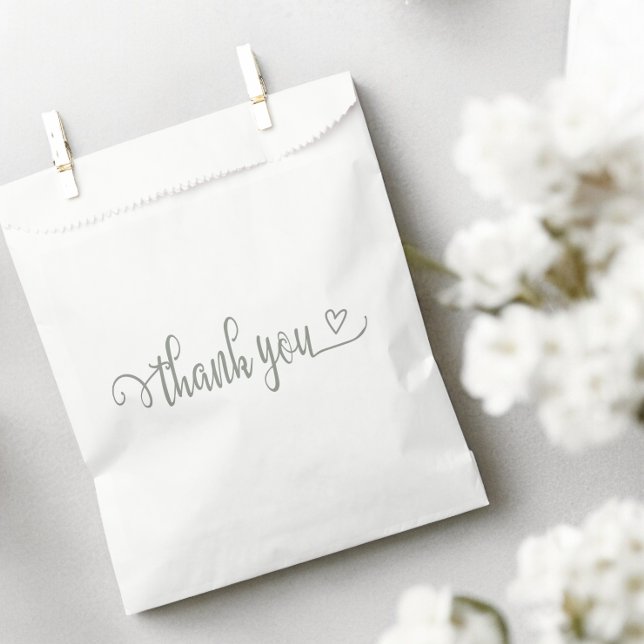 Nothing Fancy Just Love Thank You Favor Bag (Nothing Fancy Just Love Thank You Favor Bags from Ricaso. Sage green typography and love heart)