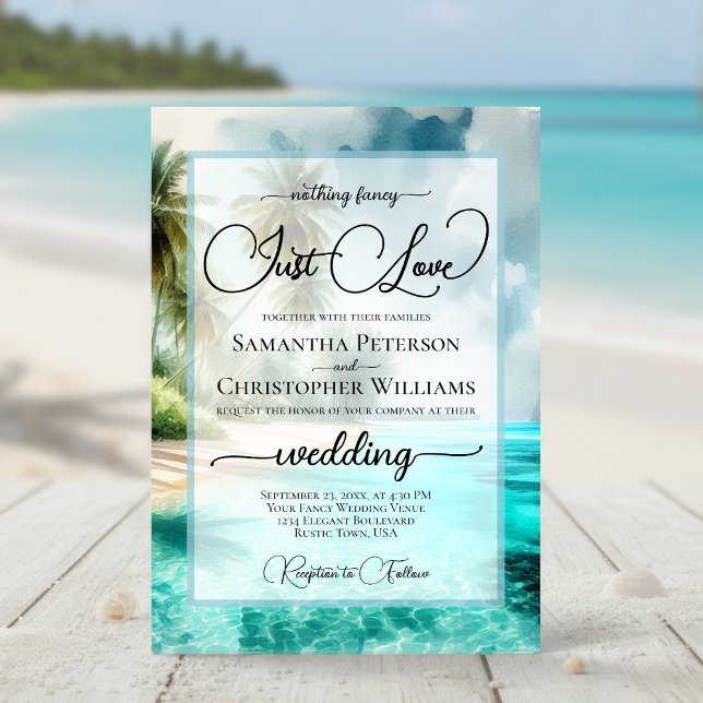 Nothing Fancy Just Love Tropical Beach Wedding Invitation (Creator Uploaded)