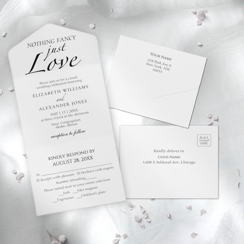 Nothing Fancy Just Love  Wedding All In One All In One Invitation