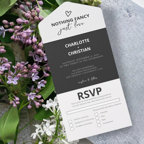 Nothing Fancy Just Love Wedding All In One Invitation