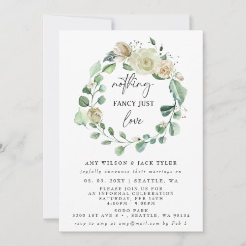 Nothing Fancy Just Love Wedding Announcement  