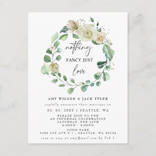 Nothing Fancy Just Love Wedding Announcement  Postcard