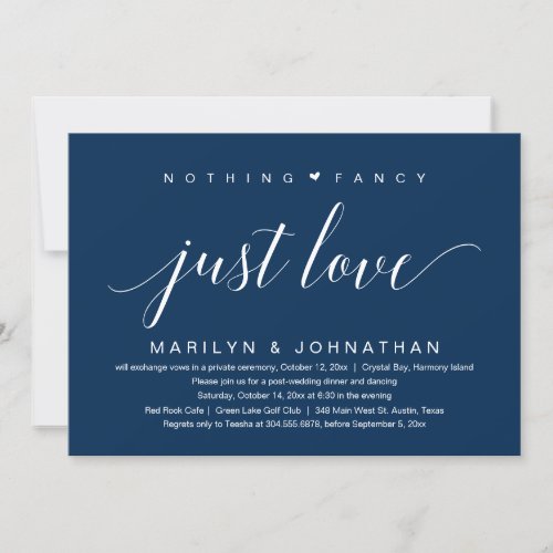 Nothing Fancy Just Love Wedding Elopement Classy Invitation