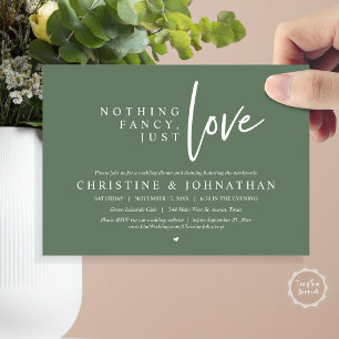 Nothing Fancy, Just Love, Wedding Elopement Dinner Invitation