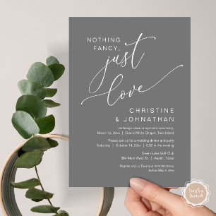 Nothing Fancy, Just Love, Wedding Elopement Dinner Invitation