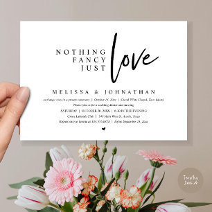 Nothing Fancy, Just Love Wedding Elopement Dinner Invitation