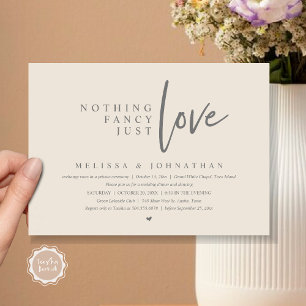 Nothing Fancy, Just Love Wedding Elopement Dinner Invitation