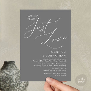 Nothing Fancy, Just Love, Wedding Elopement Dinner Invitation