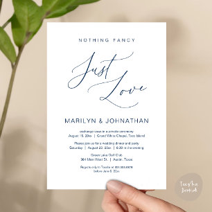 Nothing Fancy, Just Love, Wedding Elopement Dinner Invitation