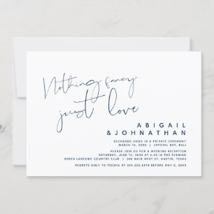 Nothing Fancy, Just Love, Wedding Elopement Invita Invitation