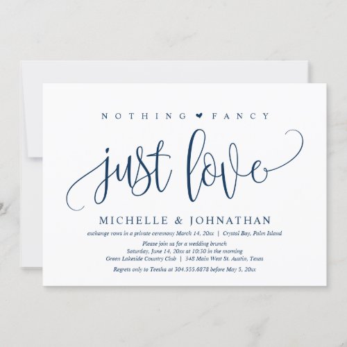 Nothing Fancy Just Love Wedding Elopement Invita Invitation