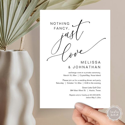 Nothing Fancy Just Love Wedding Elopement Invita Invitation