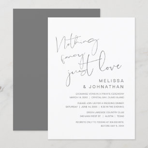 Nothing Fancy, Just Love, Wedding Elopement Invitation