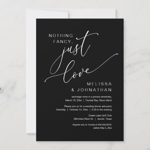 Nothing Fancy Just Love Wedding Elopement Invitation