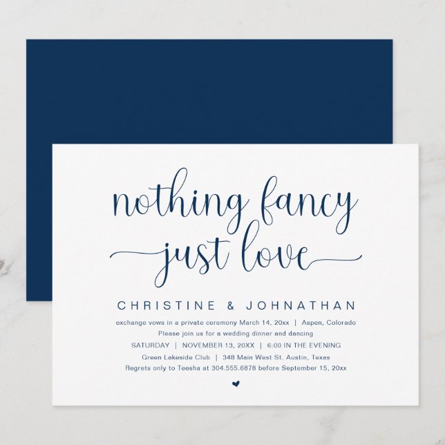 Nothing Fancy Just Love, Wedding Elopement Party I Invitation (Front/Back)