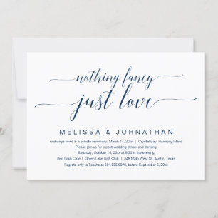 Nothing Fancy, Just Love, Wedding Elopement Party Invitation