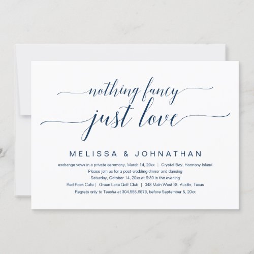 Nothing Fancy Just Love Wedding Elopement Party  Invitation