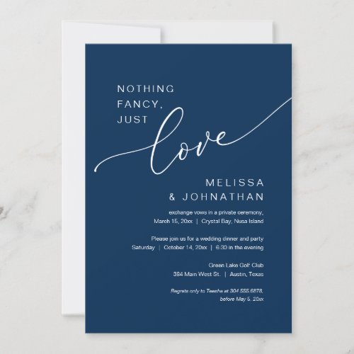 Nothing Fancy Just Love Wedding Elopement Party  Invitation